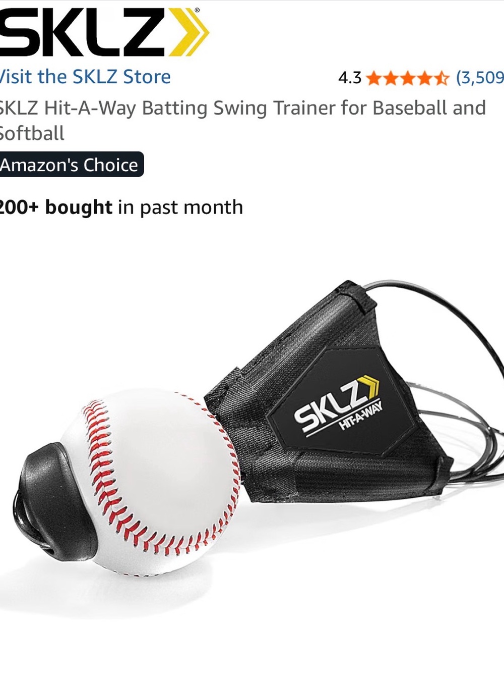 SKLZ Hit-Away Youth Batting Swing Trainer - Black/White